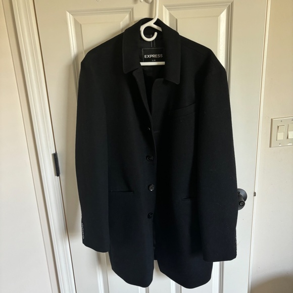 Express Men's Black Wool Coat - Picture 1 of 7